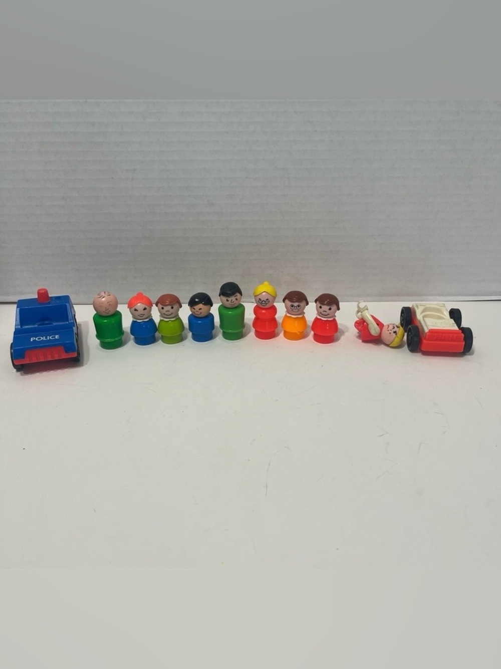 VINTAGE Fisher price little people figures vehicles toys Asian figure glasses